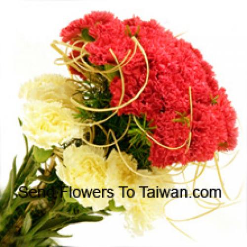 36 Red and Yellow Carnations