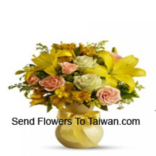 Cute Roses and Gerberas with Lilies