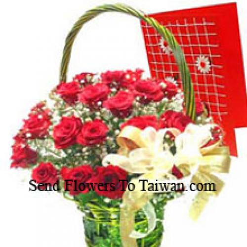 Panier de 24 roses vibrantes