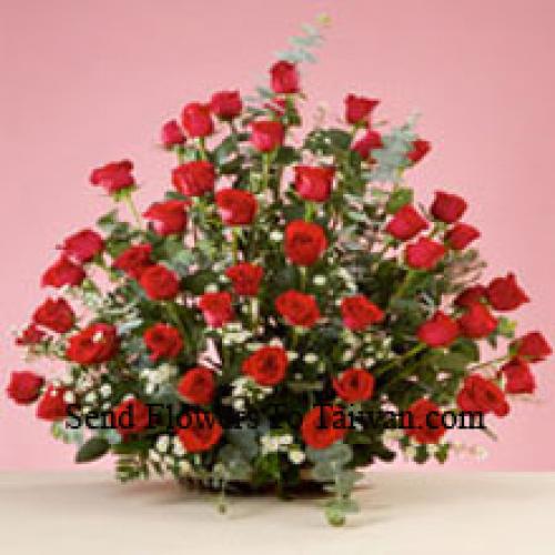 50 Panier de roses rouges exotiques