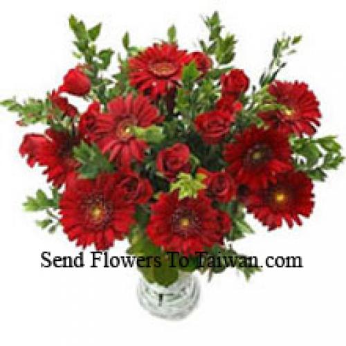 Cute Roses and Gerberas in Vase